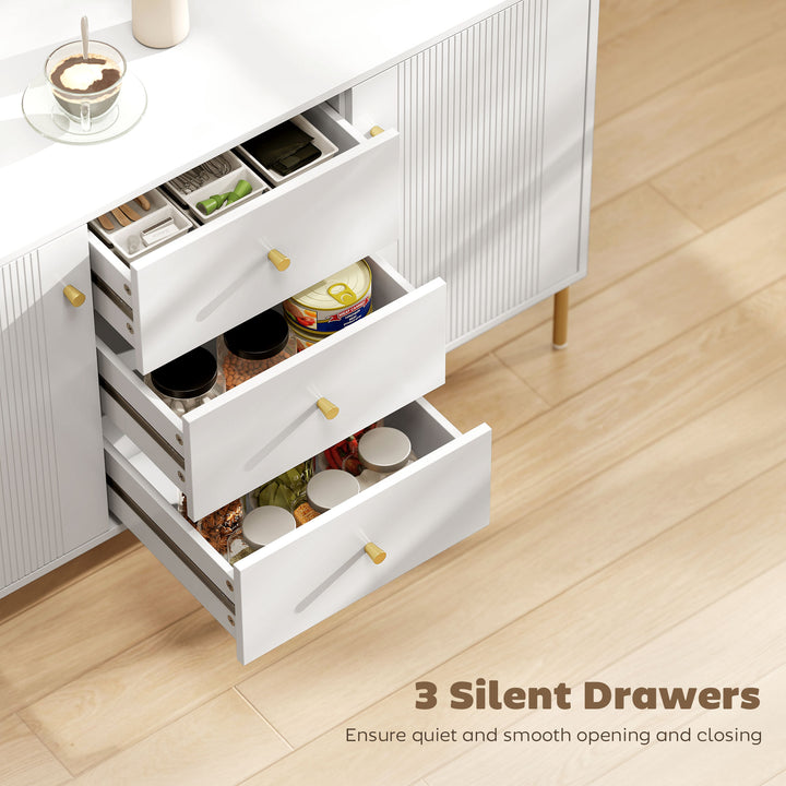 HOMCOM Buffet Cabinet, Modern Sideboard with 3 Soft-Close Drawers and 2 Adjustable Shelves for Living Room, Kitchen, Black