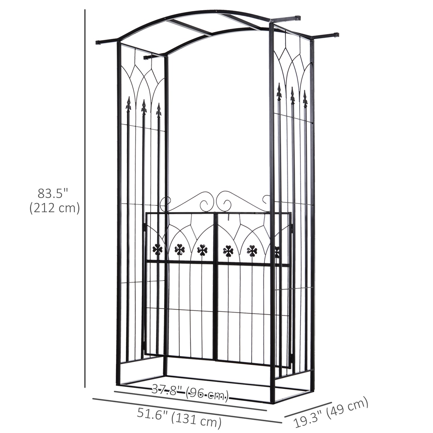 Outsunny 7Ft Outdoor Garden Arbor, Wedding Arch for Ceremony, Trellis with Scrollwork Design, Ideal for Climbing Vines and Plants, Black
