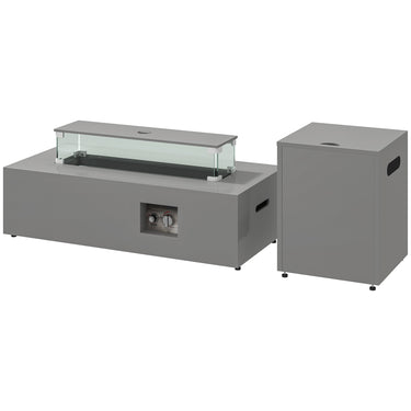 Outsunny 42" Propane Fire Pit Table 50,000 BTU Outdoor Gas Fire Table with Hideaway Propane Tank Holder, Waterproof Cover