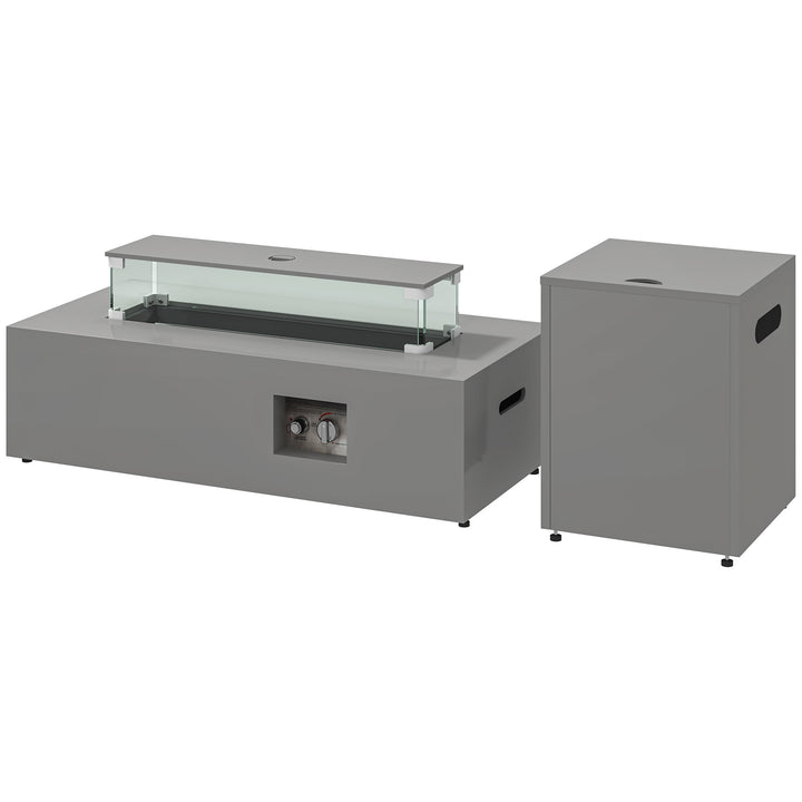 Outsunny 42" Propane Fire Pit Table 50,000 BTU Outdoor Gas Fire Table with Hideaway Propane Tank Holder, Waterproof Cover