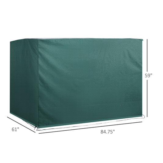 Outsunny 3-Seater Patio Swing Cover, Outdoor Garden Furniture Protection Hammock Glider Cover, Waterproof Dustproof Windproof, 85" x 61" x 59", Dark Green
