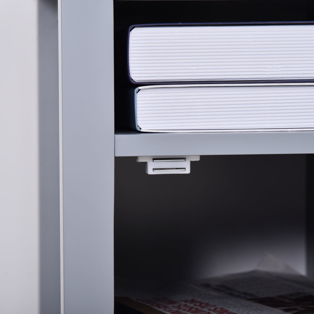 HOMCOM Wooden3-Tier Modern Nightstand with Pullout Shelf, Adjustable Open Shelf, and Door Cabinet, White