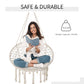 Outsunny Patio Hammock Chair, Hanging Rope Hammock Swing for Indoor & Outdoor Use with Backrest, Cotton-Polyester Blend, Fringe Tassels, Dark Grey