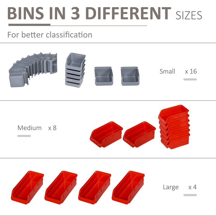 DURHAND 44PC Wall Mounted Storage Bins Parts Rack Kit with 2 Colour Parts, Hardware Screw Tool Organizer with Storage Bins, Pegboard and Hooks, Garage Plastic Organizer, Blue