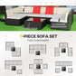 Outsunny 7pcs Garden Wicker Sectional Set w/ Tea Table Patio Rattan Lounge Sofa with Cushion for Outdoor Deck Orange