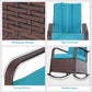 Outsunny Outdoor Wicker Rocking Chair with Cushion, Patio PE Rattan Recliner Chair with Adjustable Footrest, Armrests, Dark Blue
