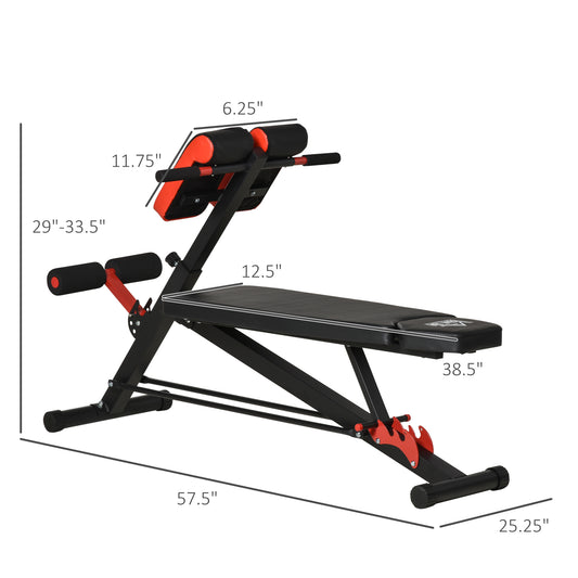 Soozier Adjustable Weight Bench Roman Chair Exercise Training Multi-Functional Hyper Extension Bench Dumbbell Bench Ab Sit up Decline Flat Black and Red