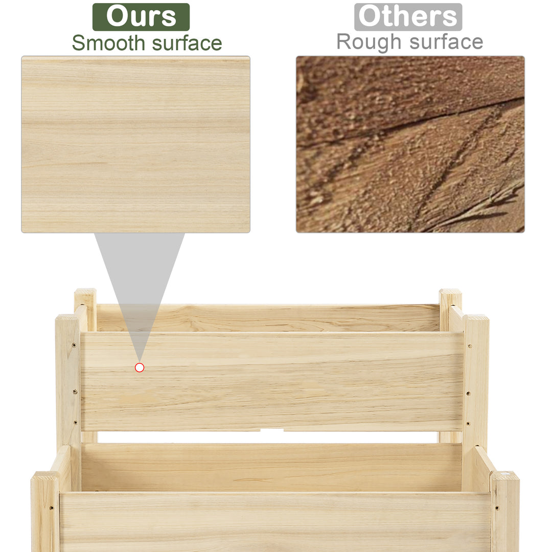 Outsunny 34"x34"x28" 2-Tier Raised Garden Bed Wooden Planter Box for Backyard, Patio to Grow Vegetables, Herbs, and Flowers
