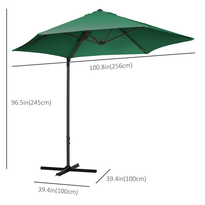 Outsunny 8.5FT Outdoor Cantilever Roma Parasol with 360° Rotation and Cross Base, Offset Patio Umbrella for Garden, Dark Grey