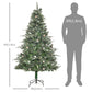 HOMCOM HOMCM 6FT Artificial Christmas Snow Pine Tree Holiday Home Xmas Decoration with Automatic Open, Pinecone, Green