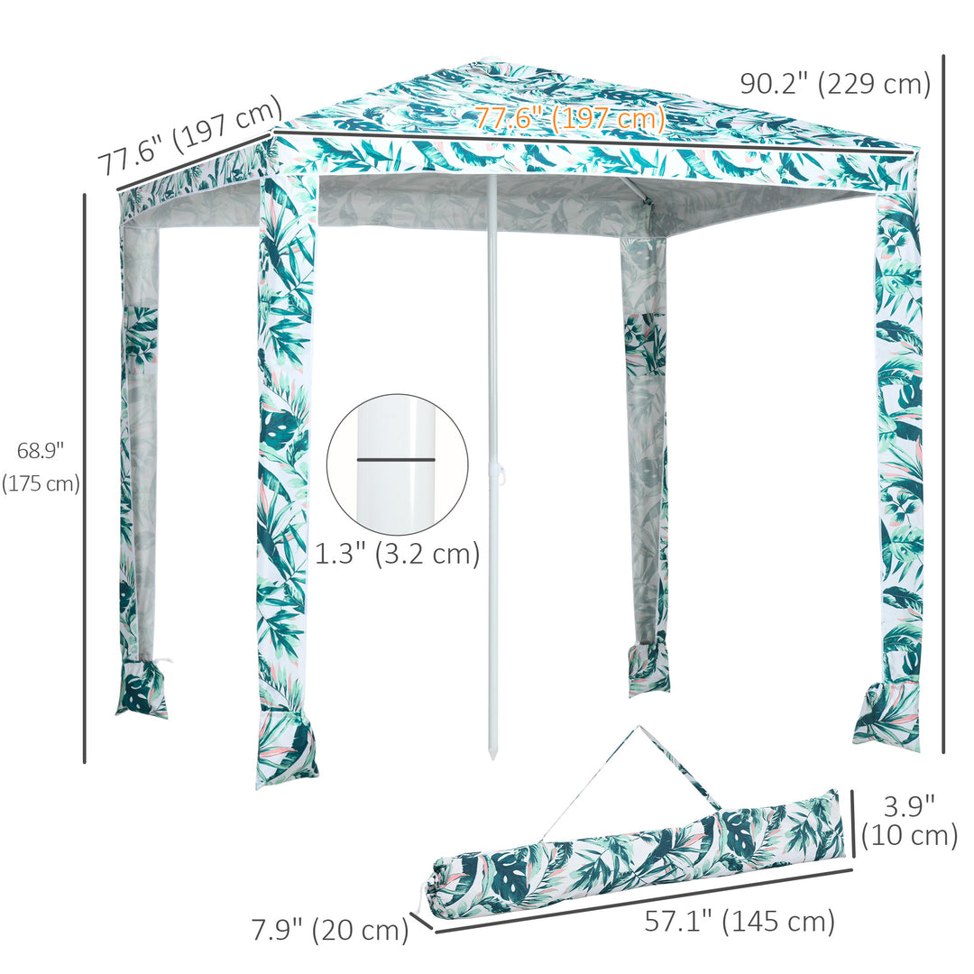 Outsunny Beach Umbrella, 6.5' Easy-Assembly Sun-Shade Shelter with Sandbags and Carry Bag, Cool UV50+, Dark Blue