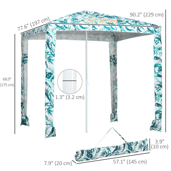 Outsunny Beach Umbrella, 6.5' Easy-Assembly Sun-Shade Shelter with Sandbags and Carry Bag, Cool UV50+, Dark Blue