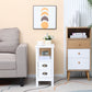 HOMCOM Slim End Table with 2 Drawers and Storage Shelf, Sofa Side Table for Living Room, Narrow Nightstand, White