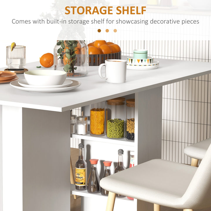 HOMCOM Foldable Dining Table, Folding Table with Storage Shelf, Drop-Leaf Kitchen Table for Dining Room, Oak