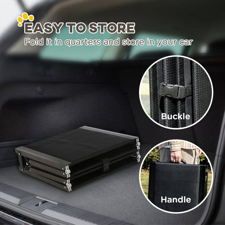 PawHut Folding Pet Ramp, 62 Inch Lightweight Portable Dog Ramp for Extra Large Dogs, Non-Slip Surface for Cars, Trucks and SUVs, Black