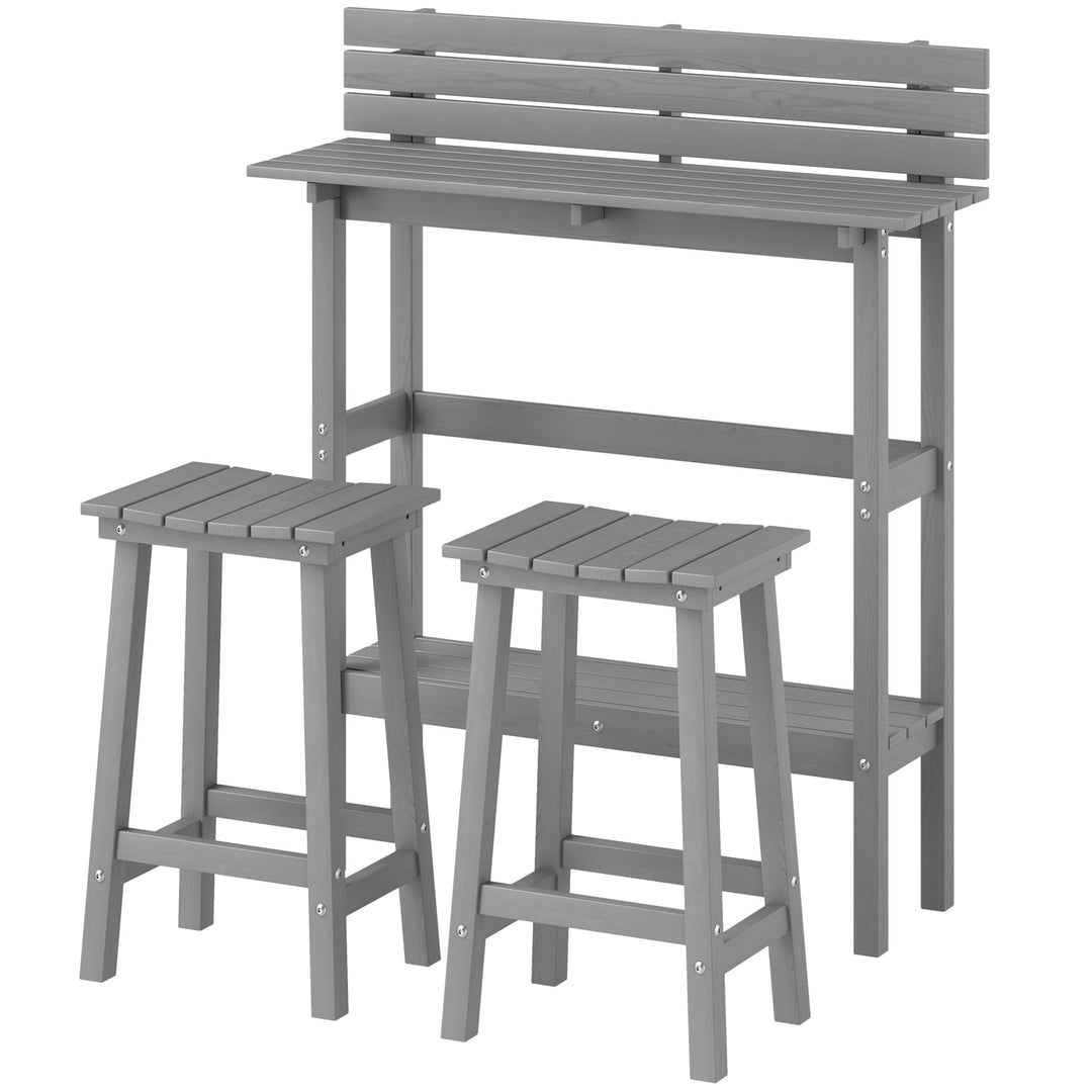 Outsunny 3 Piece Patio Bar Set with 43"H Bar Table and 2 Bar Stools, for Balcony, Backyard, Porch