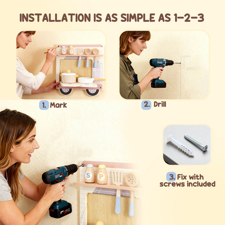 Qaba Wall Busy Board, 5 Activities Sensory Wall Toy for Playroom Nursery Classroom, for Kids 3+ Years