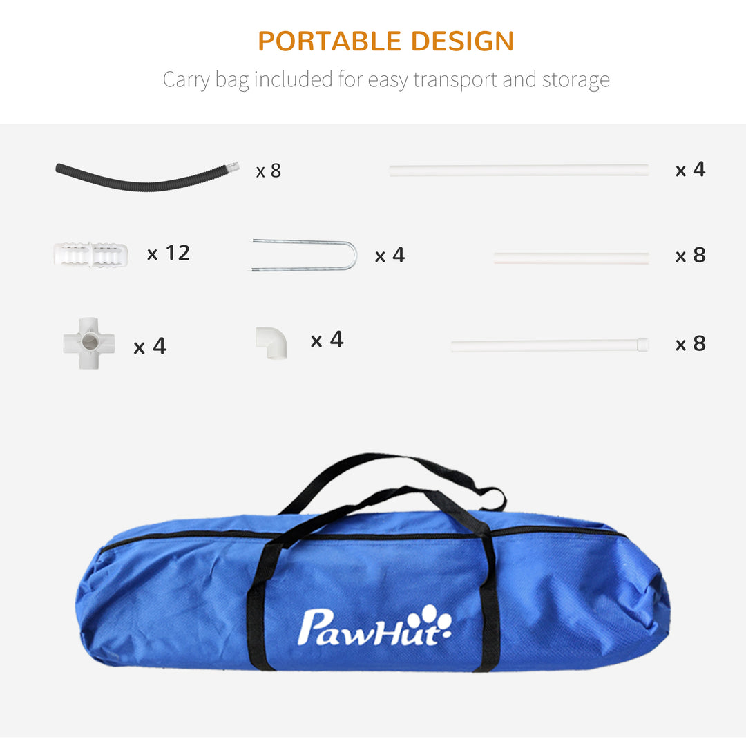 PawHut Dog Agility Kit Pet Obstacle Course Training Equipment Outdoor with Weave Poles, Carry Bag, Orange