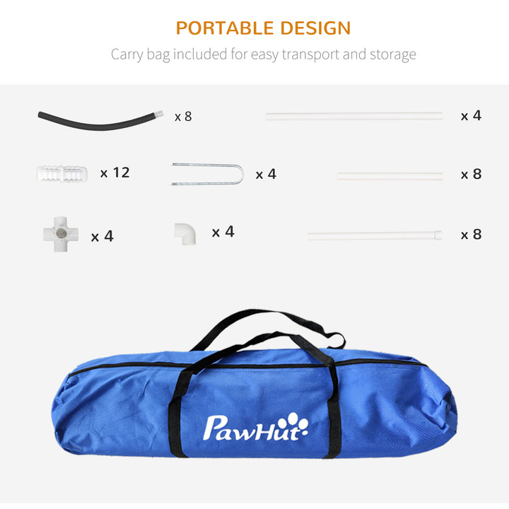 PawHut Dog Agility Kit Pet Obstacle Course Training Equipment Outdoor with Weave Poles, Carry Bag, Orange