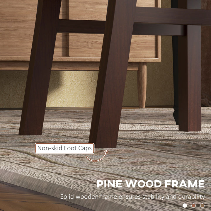 HOMCOM Farmhouse Dining Table Chairs Set of 2, Pine Wood Kitchen Table Chairs with PU Leather Cushion for Living Room, Bedroom