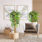 HOMCOM Set of 2 4.5FT Artificial Bamboo Tree Faux Decorative Plant in Nursery Pot for Indoor Outdoor DÃ©cor