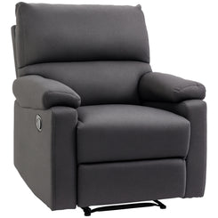 HOMCOM Recliner Chair, Manual Reclining Chair with Footrest, Padded Seat for Living Room, Bedroom, Study, Dark Grey