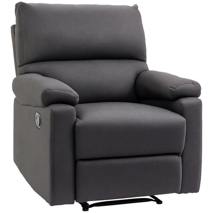 HOMCOM Recliner Chair, Manual Reclining Chair with Footrest, Padded Seat for Living Room, Bedroom, Study, Dark Grey