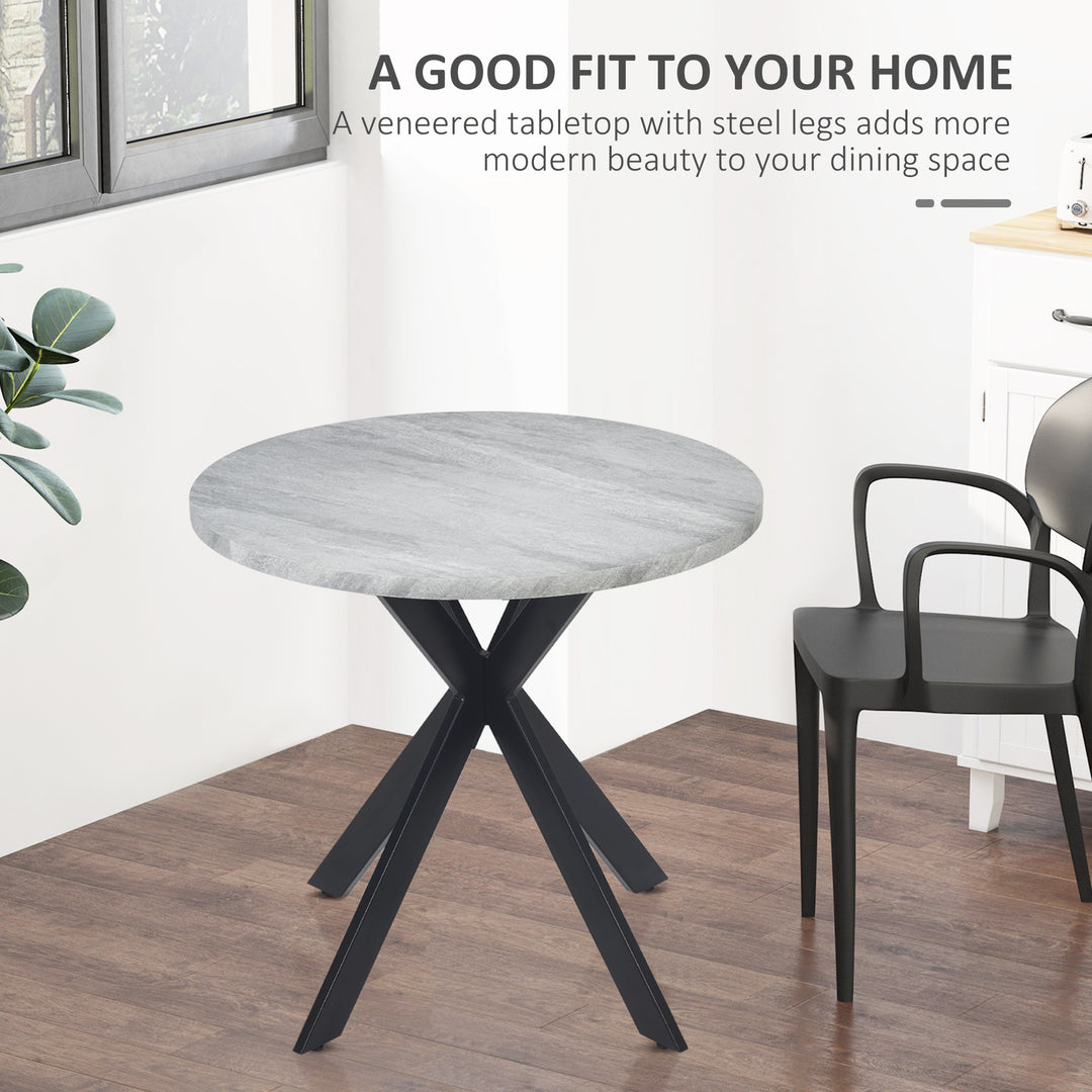 HOMCOM 29" Dining Table, Contemporary Round Kitchen Table with Steel Legs, Grey