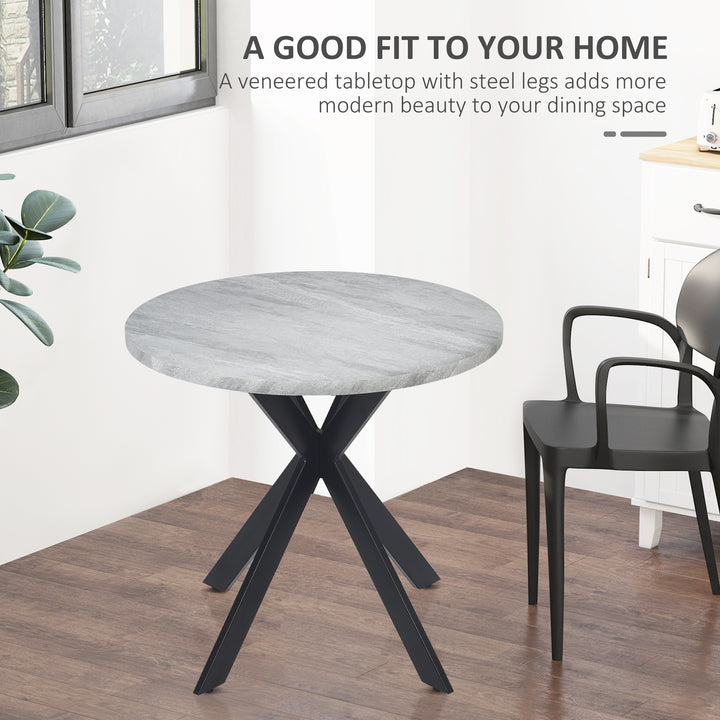 HOMCOM 29" Dining Table, Contemporary Round Kitchen Table with Steel Legs, Grey