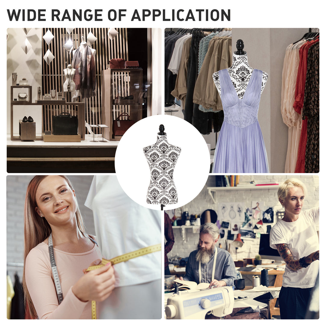 HOMCOM Female Fashion Mannequin Dress Form Torso Dressmaker Stand Clothing Display w/ Base (Black)