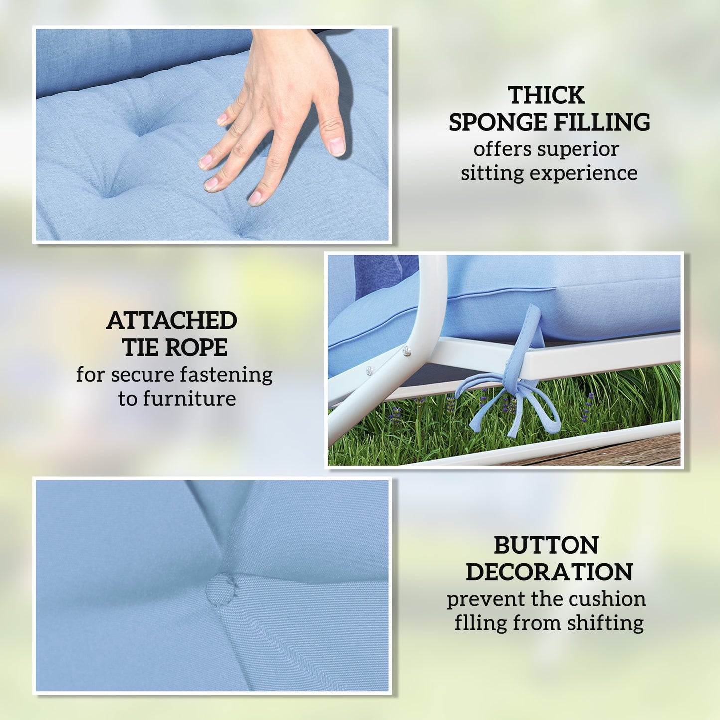 Outsunny 2 Seater Garden Bench Cushion, Thick Outdoor Non-Slip 2 Seater Soft Pad With Backrest for Garden Patio, 52" x 43" x 4", Dark Grey
