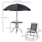 Outsunny 6 Pieces Outdoor Dining Set for 4 with Umbrella Patio Outdoor Furniture Set with Round Table 4 Folding Chairs Black