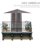Outsunny 8ft Half Round Umbrella Outdoor Balcony Parasol Patio Garden Outdoor Window Sun Shade w/ 5 Ribs
