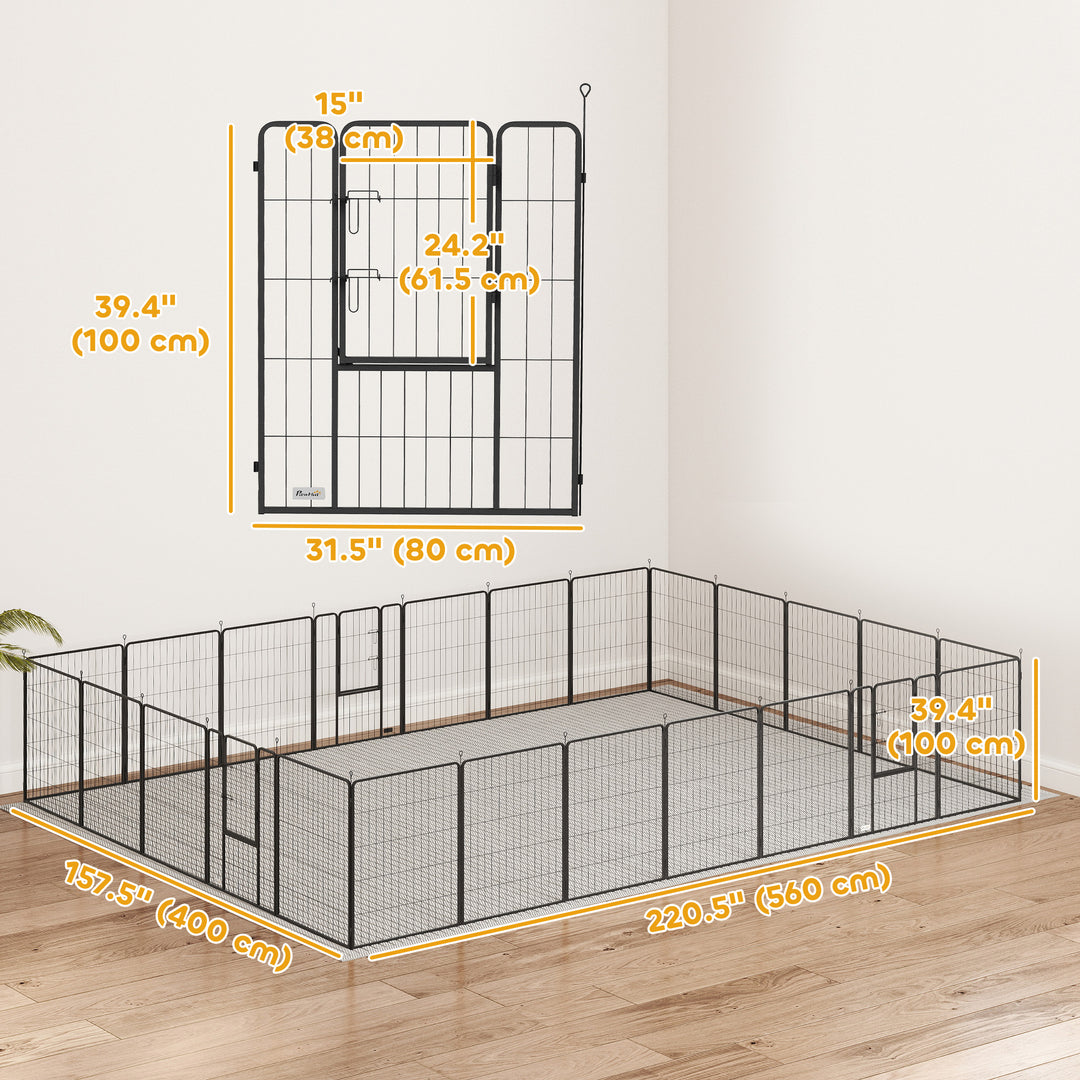 PawHut 24 Panels 39" Height Heavy Duty Dog Playpen for Small Medium Large Dogs, Grey