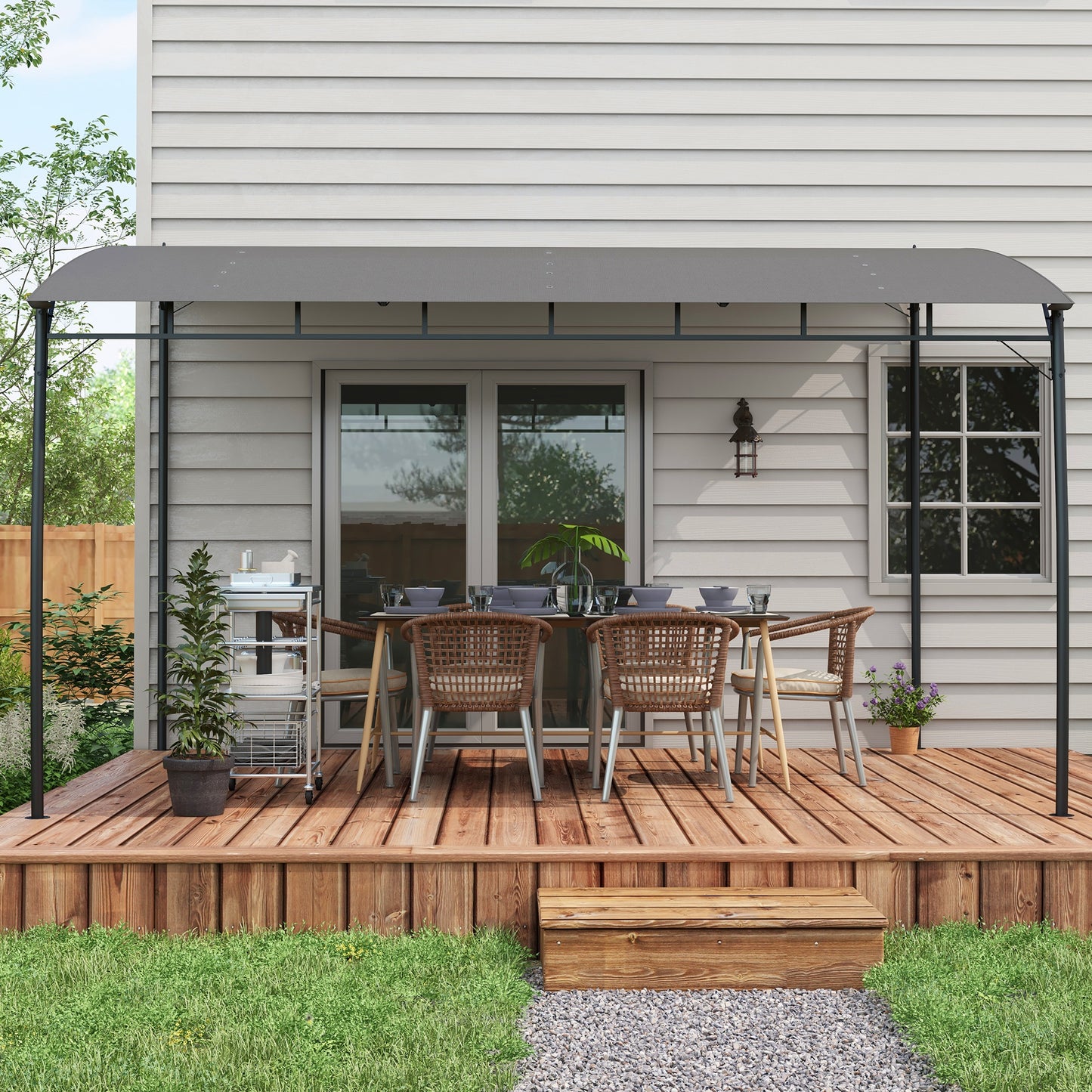 Outsunny 10' x 13' Outdoor Pergola with UV30+ Protection Canopy and Steel Frame for Porch, Patio, Deck, Backyard, Dark Grey