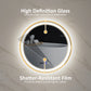 HOMCOM 24" Round Bathroom Mirror with LED Lights, Wall Mounted Vanity Mirror with Anti-Fog Pad, Time and Temp Display, Gold