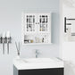 kleankin Modern Wall Mount Bathroom Cabinet, Storage Organizer with 2 Door Cabinet and Open Shelf, White