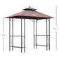 Outsunny 8' x 5' Grill Gazebo Double Tiered Tent Pavilion Grill Canopy Garden Sun Shade with 2-Tires Shelf