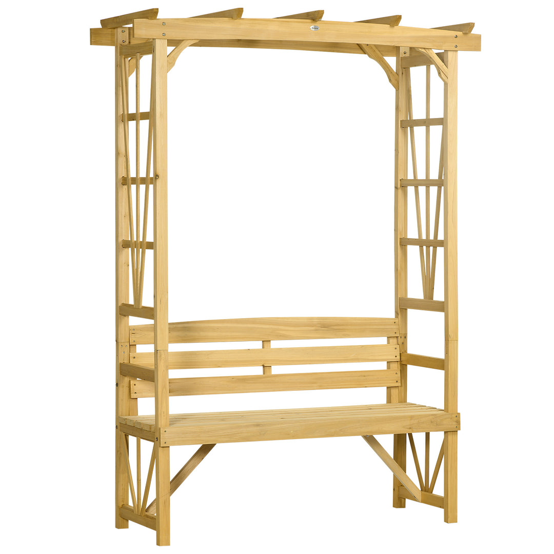 Outsunny Patio Wooden Bench, Outdoor Bench for Vines/Climbing Plants, Brown