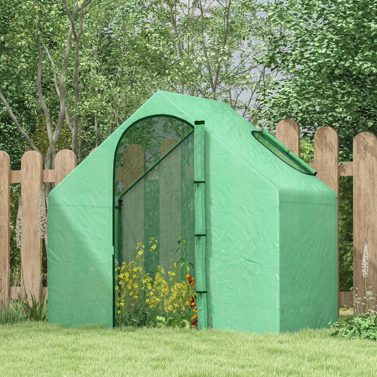 Outsunny 6 x 3.3 x 5.5ft Walk-in Garden Greenhouse with Door & Top Window, Portable Mini Greenhouse for Plants Flowers Herbs Tomatoes, Outdoor Hot House Growing Tent with Steel Frame & PE Cover