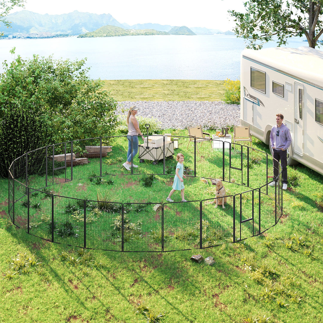 PawHut 24 Panels 39" Height Heavy Duty Dog Playpen for Small Medium Large Dogs, Grey