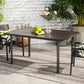 Outsunny Outdoor Patio Dining Table with 2.1" Umbrella Hole, Steel Outdoor Patio Table for 6, Dark Brown