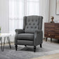 HOMCOM Wingback Reclining Chair with Footrest, Button Tufted Recliner Chair with Rolled Armrests for Living Room, Light Grey