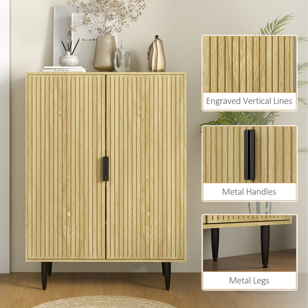 HOMCOM Entryway Shoe Cabinet with 5-Tier Shelving and Adjustable Shelves, 15 Pair Shoe Storage Organizer for Hallway, Oak