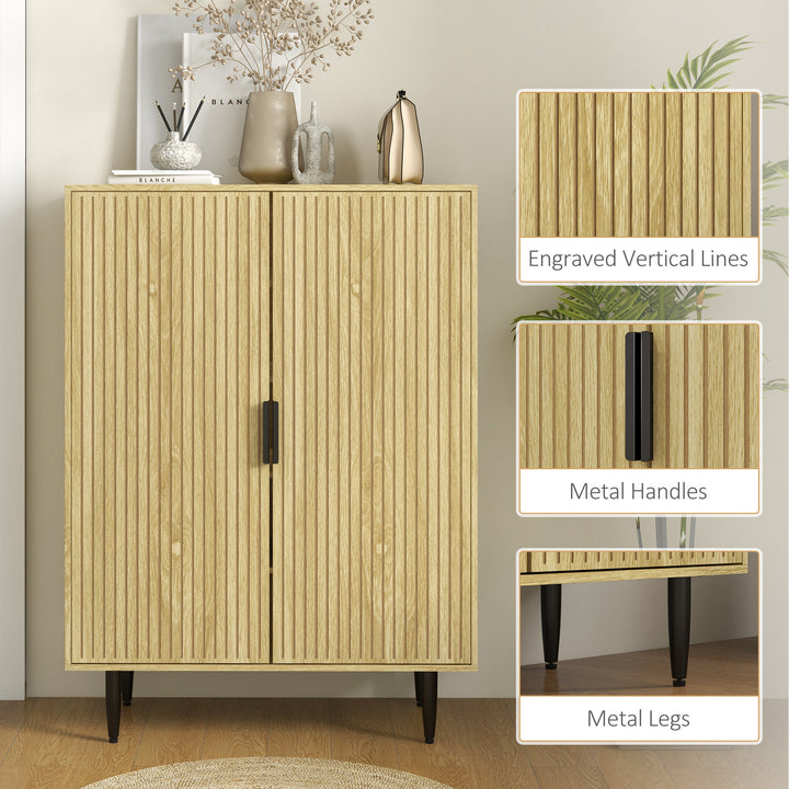 HOMCOM Entryway Shoe Cabinet with 5-Tier Shelving and Adjustable Shelves, 15 Pair Shoe Storage Organizer for Hallway, Oak