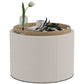 HOMCOM Round Coffee Table, End Table with Hidden Storage and Tray Top, Linen Upholstered Footrest for Living Room