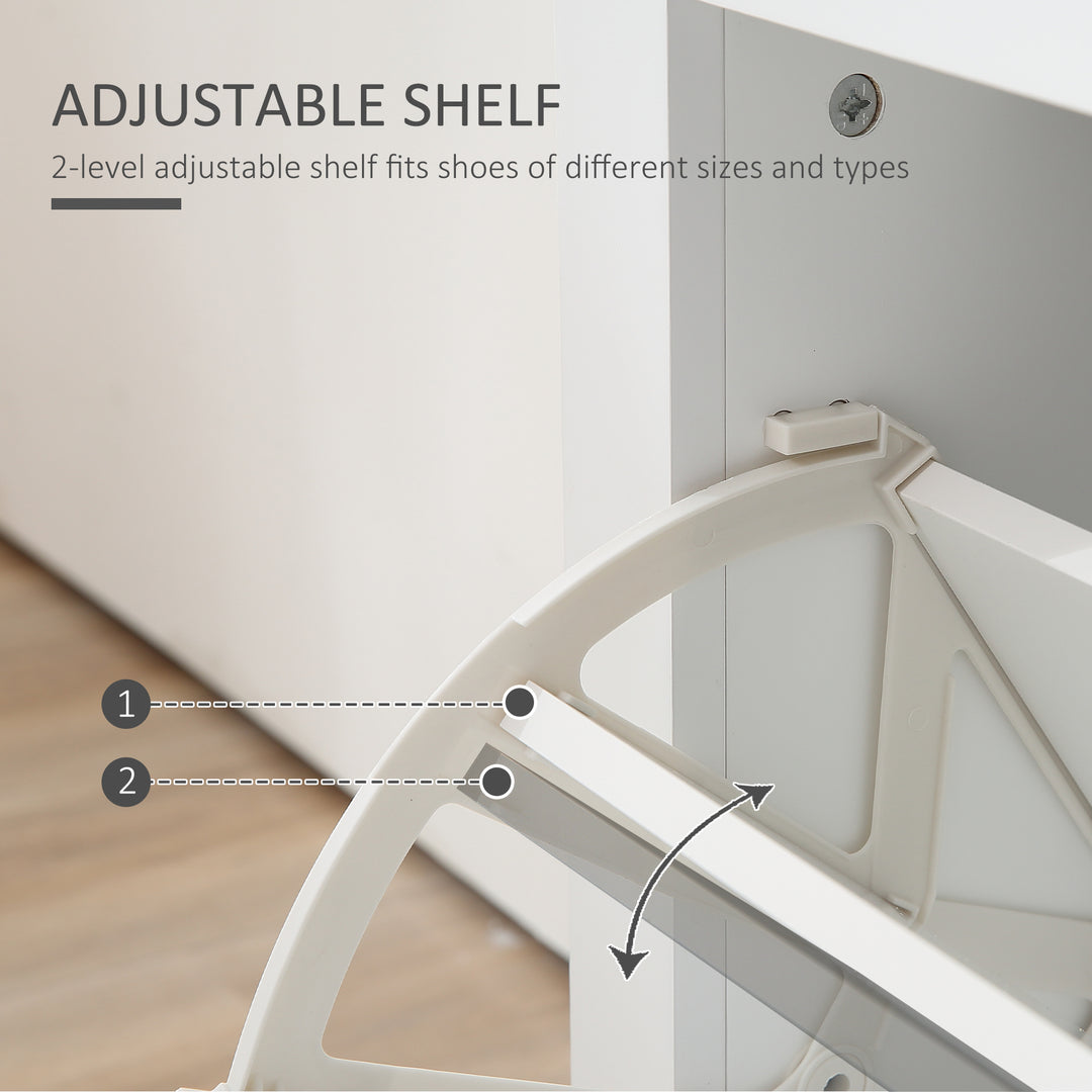 HOMCOM Entryway Shoe Cabinet with 2 Flip Drawers and Adjustable Shelves, 12 Pair Shoe Storage Organizer for Hallway, White