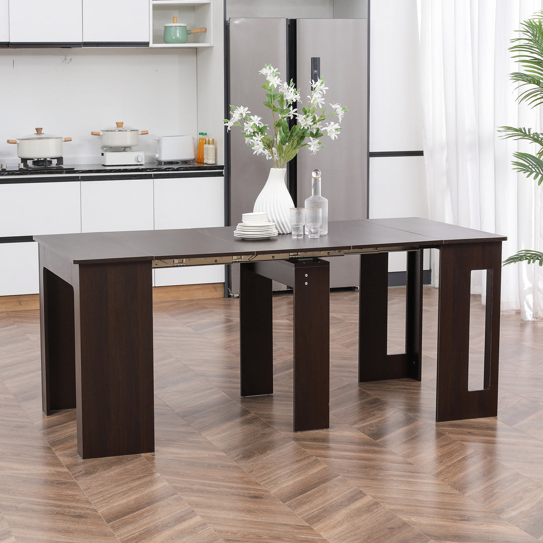HOMCOM Extendable Dining Table, Expandable Kitchen Table for Small Spaces, Seats up to 6 People, Dark Brown
