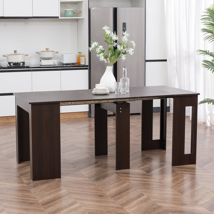 HOMCOM Extendable Dining Table, Expandable Kitchen Table for Small Spaces, Seats up to 6 People, Dark Brown