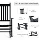 Outsunny Wooden Porch Rocking Chair Outdoor Patio Rocker Garden Single Leisure Reclining Seat Armchair Black